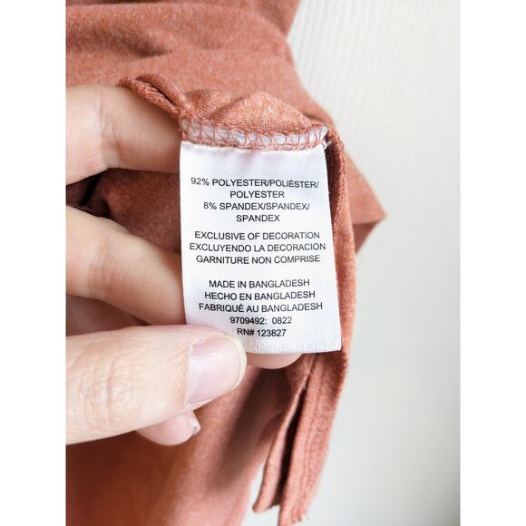 Tallwoods Men's Orange Short Sleeve Collarless 1/4 Button Crew Neck Shirt Size M - Picture 4 of 5